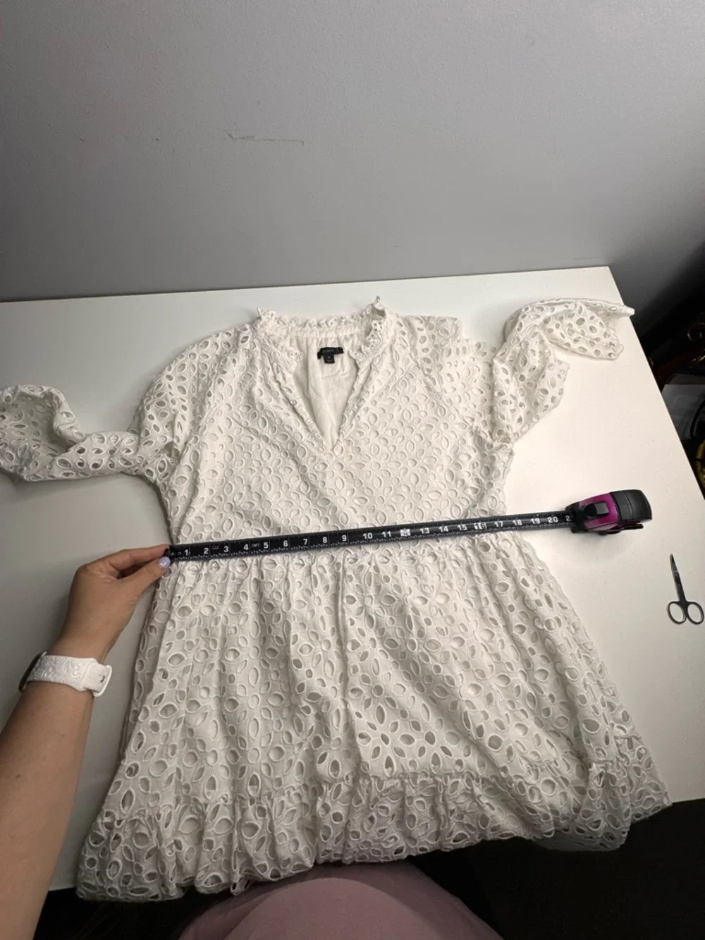 J. Crew White Eyelet Tiered Popover Dress - Picture 9 of 13